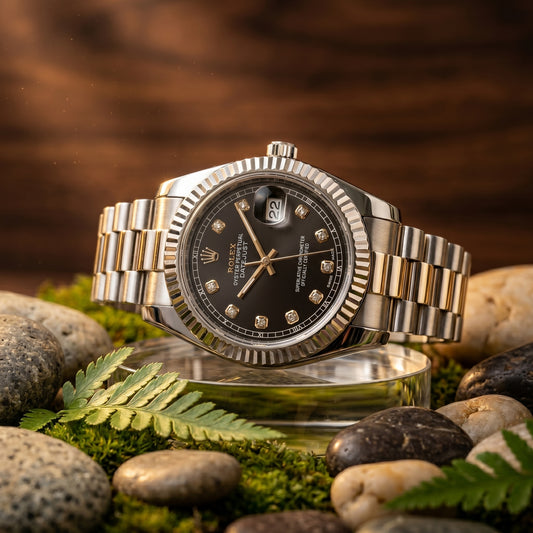 Date Just Silver Black Dial Rolex Watch