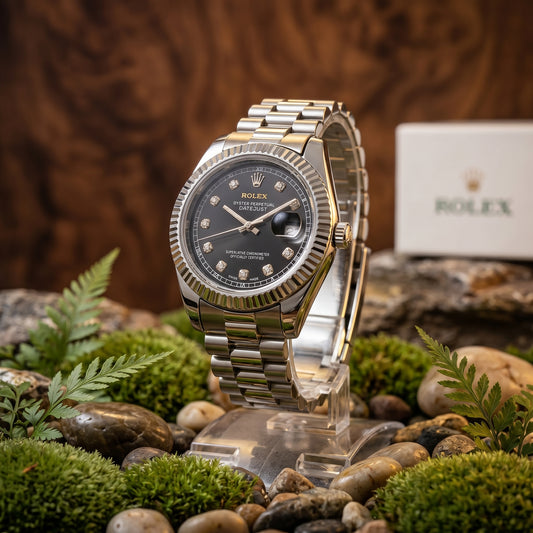 Date Just Silver Black Dial Rolex Watch
